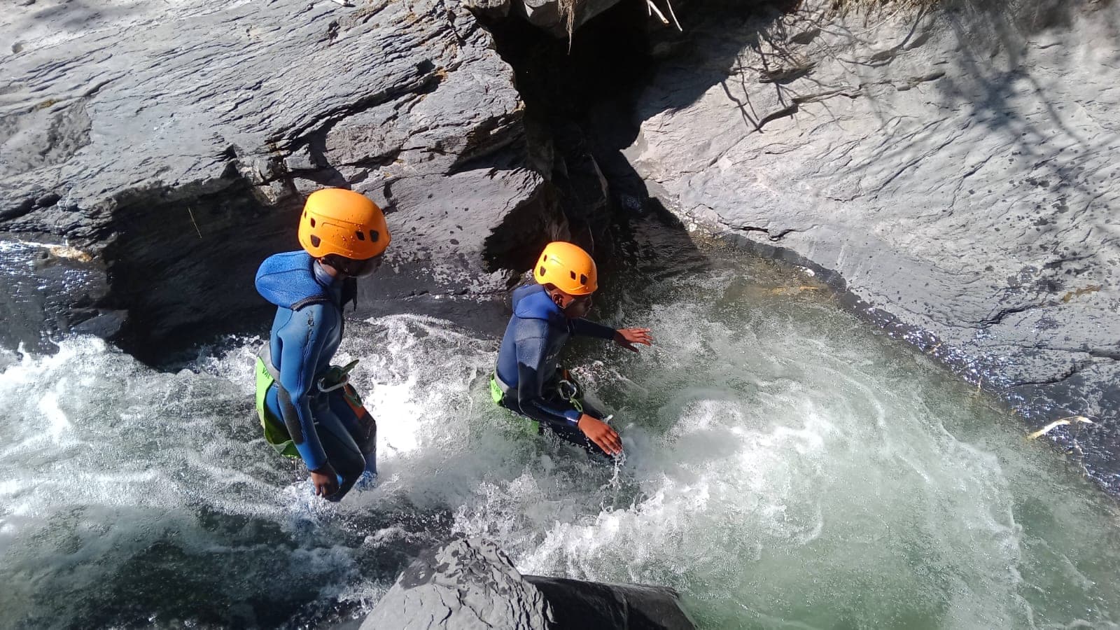 Two canyoners in the Enduchet canyon, Mercantour